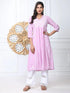 Noor Hand Embroidered Chikankari Long A-Line Kurti for Women- Lavender